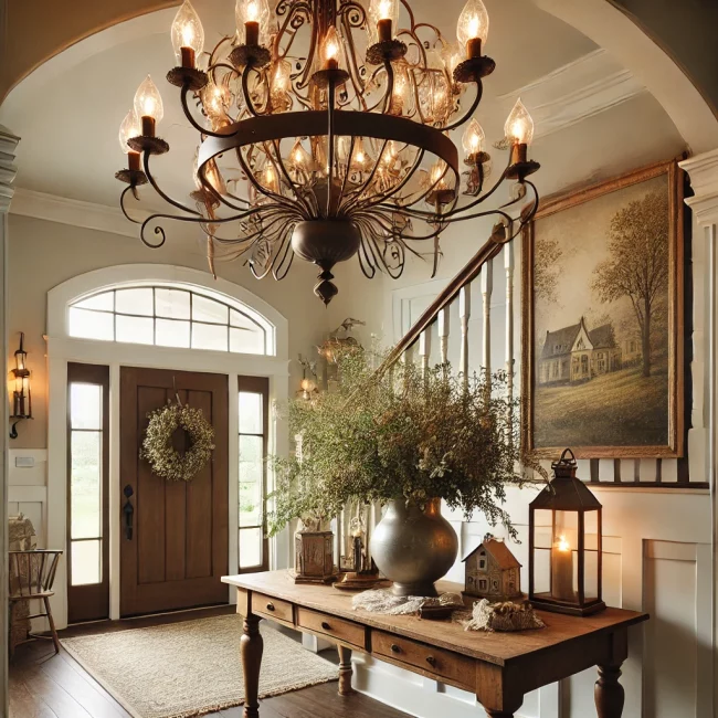 Illuminate Your Living Space With Farmhouse Chandeliers Farmhouse Chandeliers 04 - Living Space With First Impressions Start With Warm Light