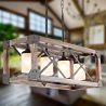 Farmhouse Linear Chandelier Antique Black Metal with Rectangle Chandelier Barnwood Cage